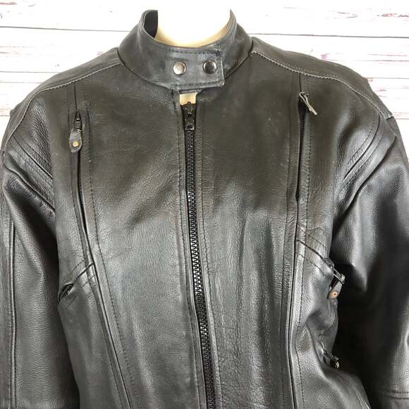 Hot Leathers thinsulate lined black motorcycle jacket snap close neck size XL - Picture 10 of 14